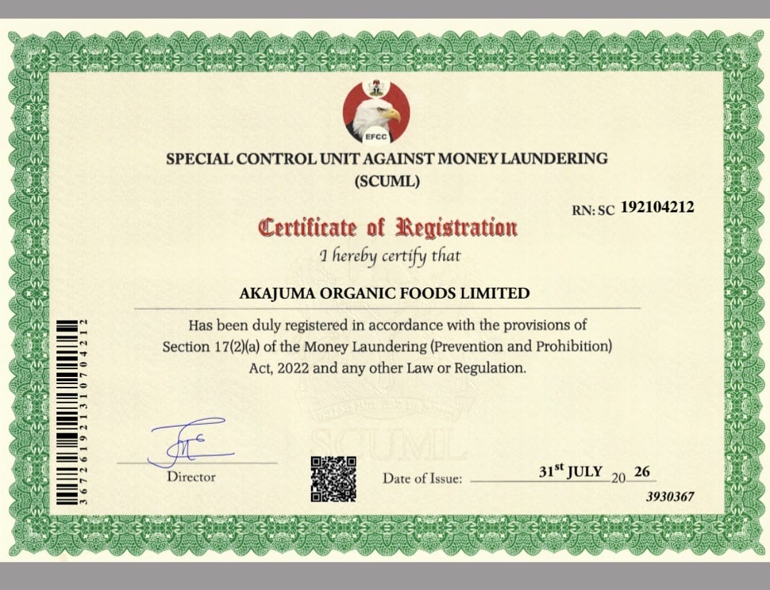 SCUML Certificate